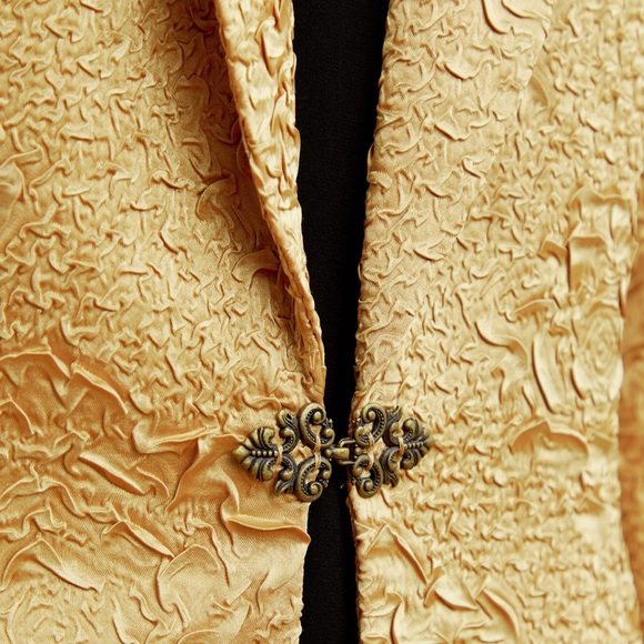 Ribkoff gold crinkled blazer / approx 8 - Picture 4 of 7
